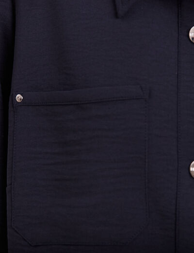 Veste cintrée boutonnée bleu foncé femme