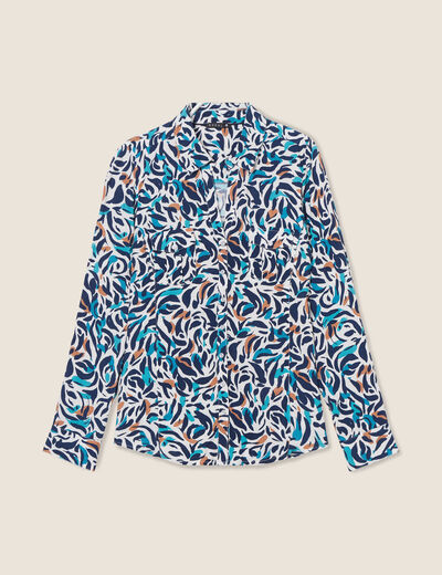 Chemise manches longues bleu canard femme