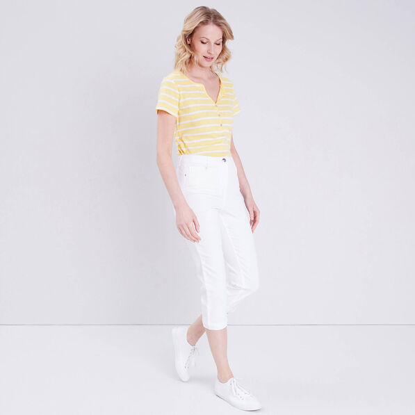 pantacourt droit taille haute blanc femme Pantacourt droit taille haute blanc femme