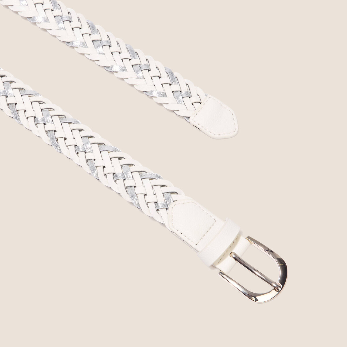 Ceinture tress&eacute;e iris&eacute;e ecru femme