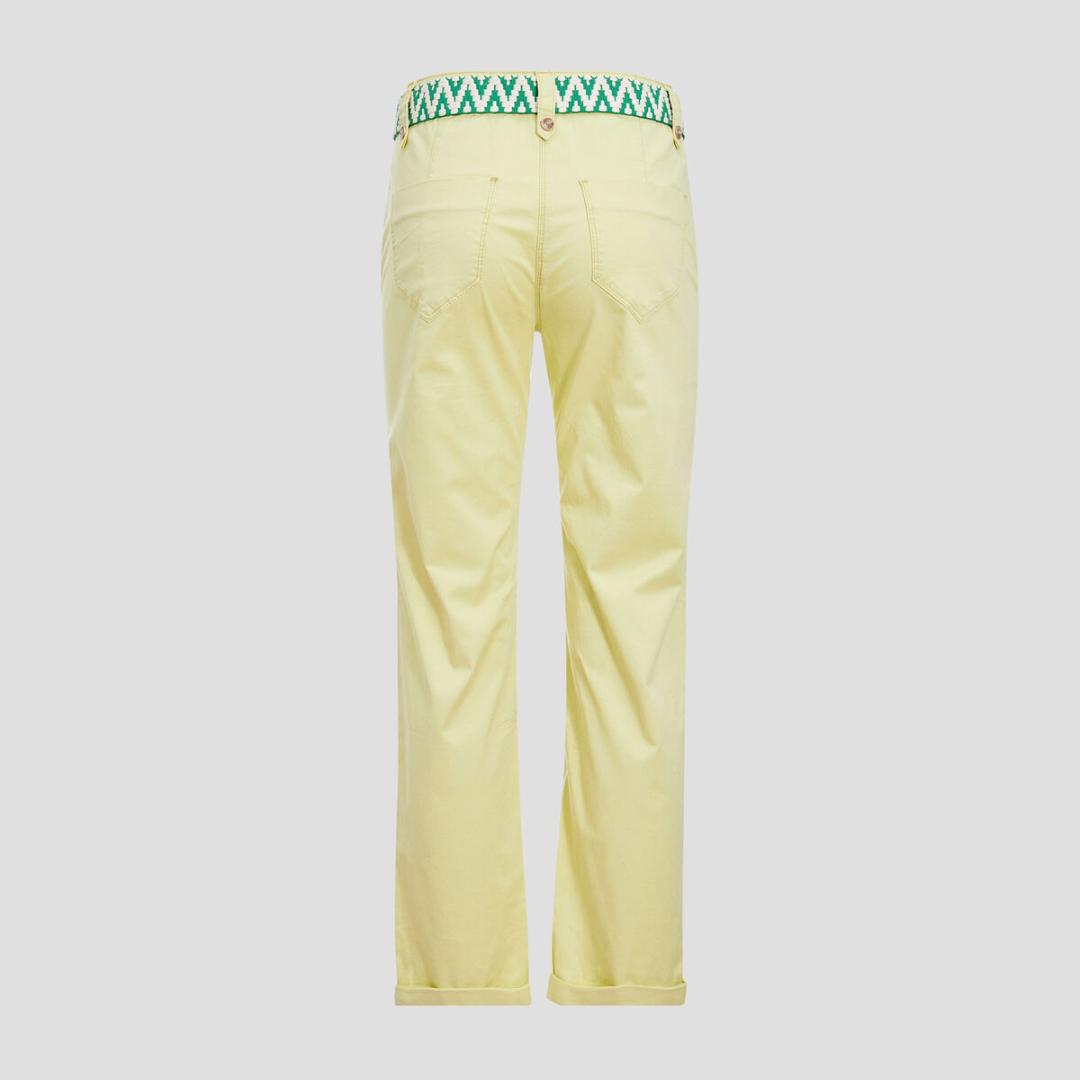 Pantalon droit avec ceinture jaune clair femme