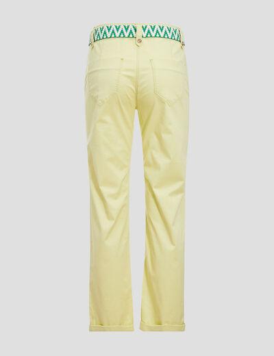 Pantalon droit avec ceinture jaune clair femme