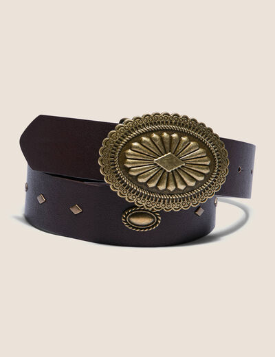 Ceinture large marron foncé femme