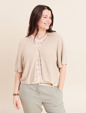 Gilet manches courtes couleur or femme