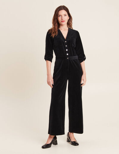Combinaison pantalon velours noir femme