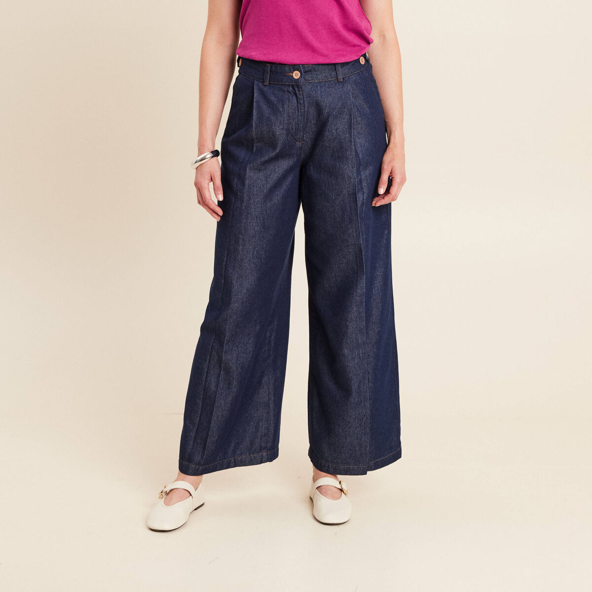 Pantalon denim brut femme