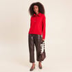 Pull col camionneur rouge femme