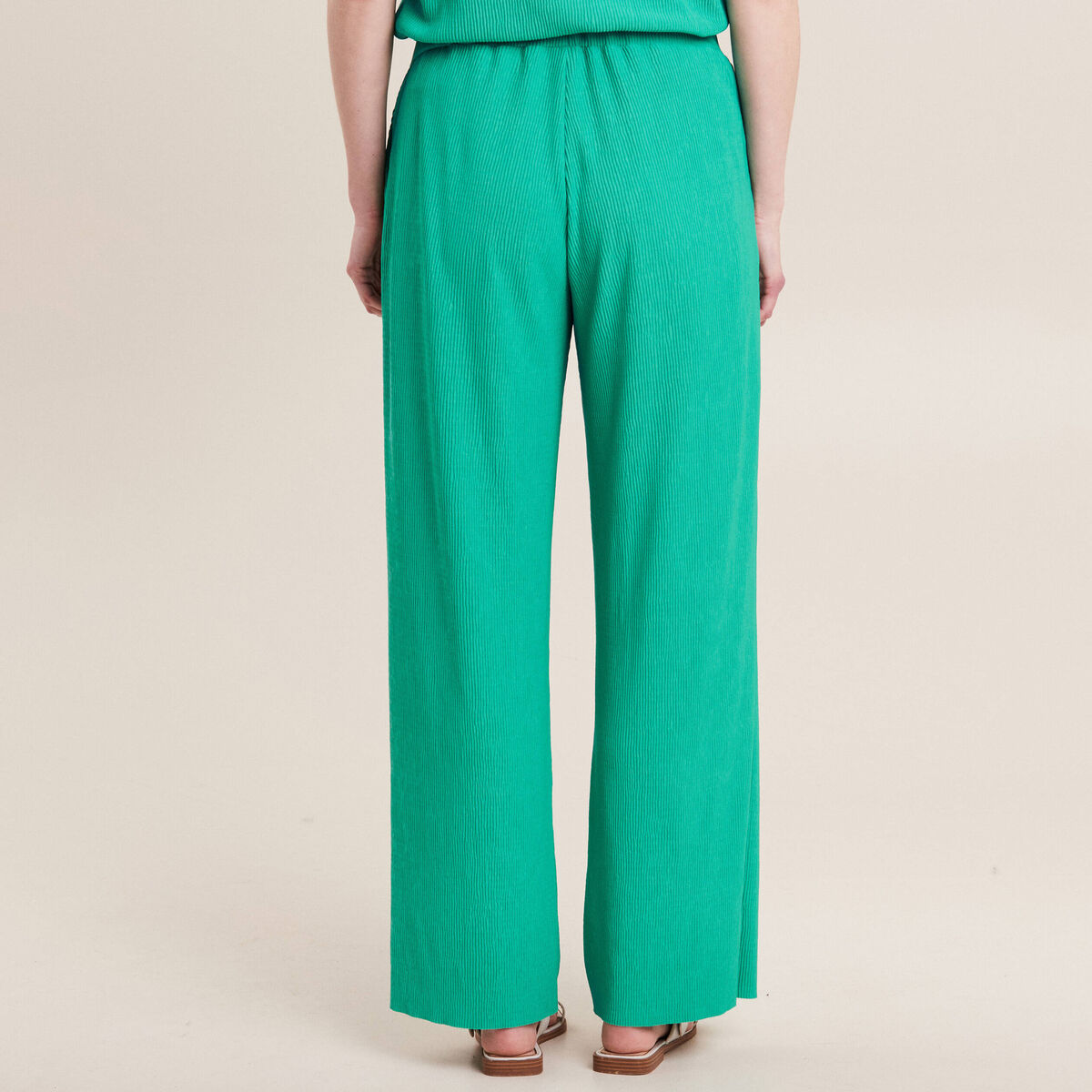 Pantalon flou taille basse vert turquoise femme