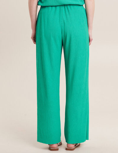 Pantalon flou taille basse vert turquoise femme