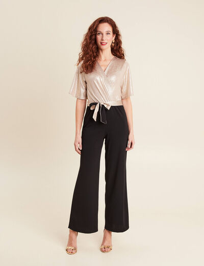 Combinaison pantalon droite couleur or femme