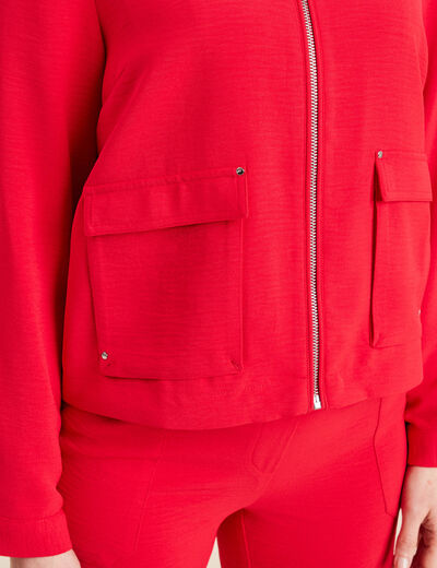 Blouson zippé 2 poches rouge femme