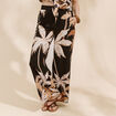 Pantalon large taille haute noir femme