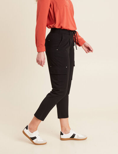 Pantalon cargo flou noir femme