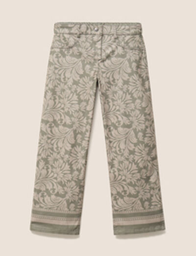 Pantalon droit 7/8&egrave;me taille bascul&eacute;e gris femme