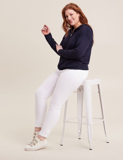 Jean ajusté taille standard 7/8ème blanc femme