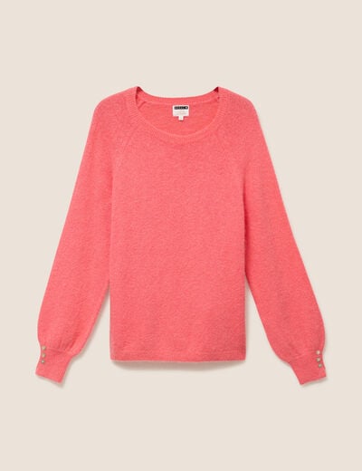 Pull col rond manches longues rose framboise femme