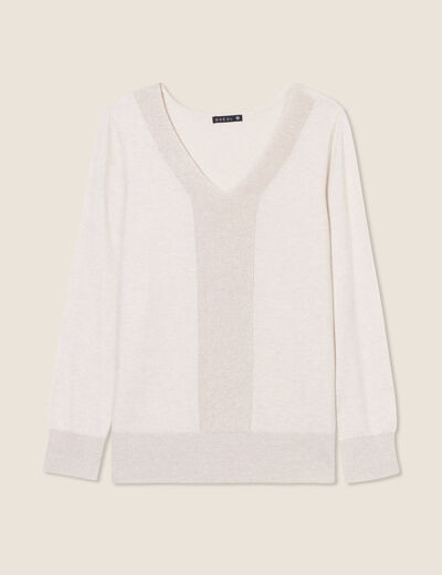 Pull manches longues creme femme