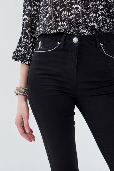 Pantalon ajusté taille haute noir femme