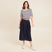 Jupe longue &eacute;vas&eacute;e ceintur&eacute;e bleu fonc&eacute; femme