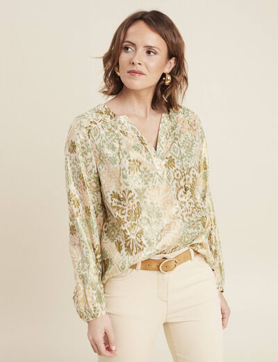 Blouse manches longues vert clair femme