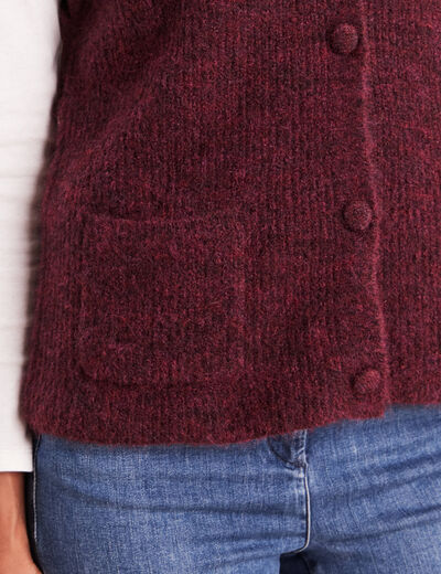 Gilet col rond bordeaux femme