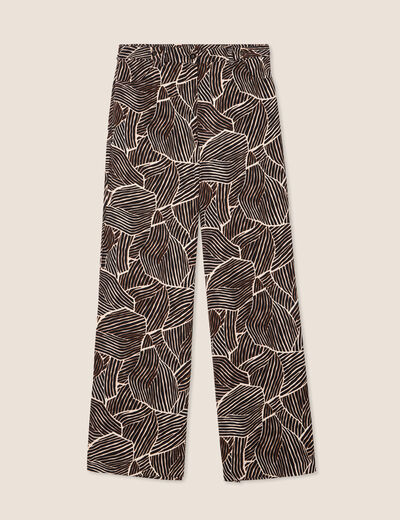 Pantalon large taille haute noir femme