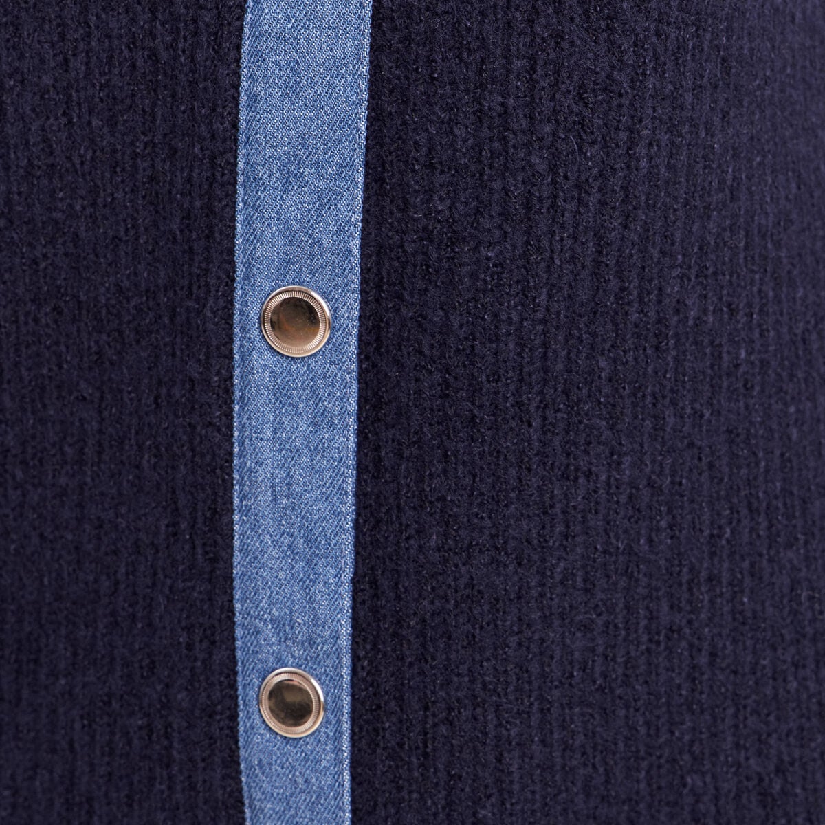 Veste col chemise manches longues bleu fonc&eacute; femme