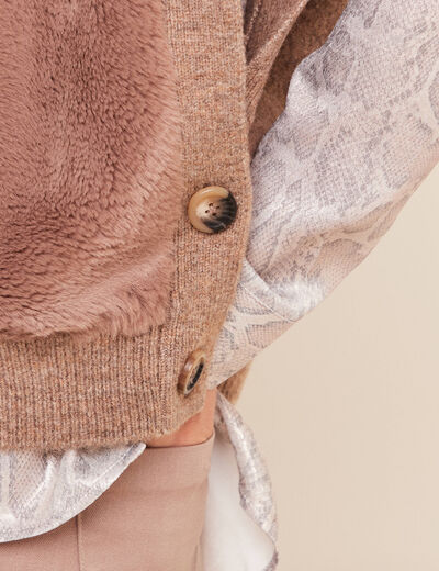 Pull sans manches col roul&eacute; marron femme