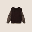 T-shirt col rond manches longues noir femme