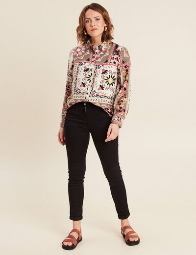 Chemise manches longues multicolore femme