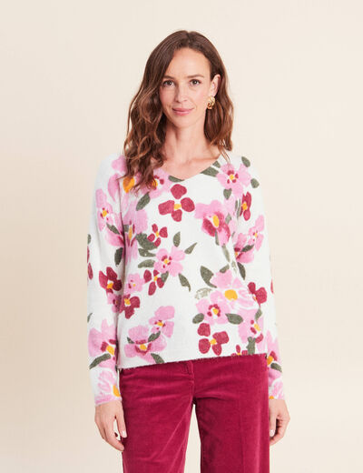 Pull manches longues multicolore femme