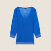 Pull manches longues col en V bleu electrique femme
