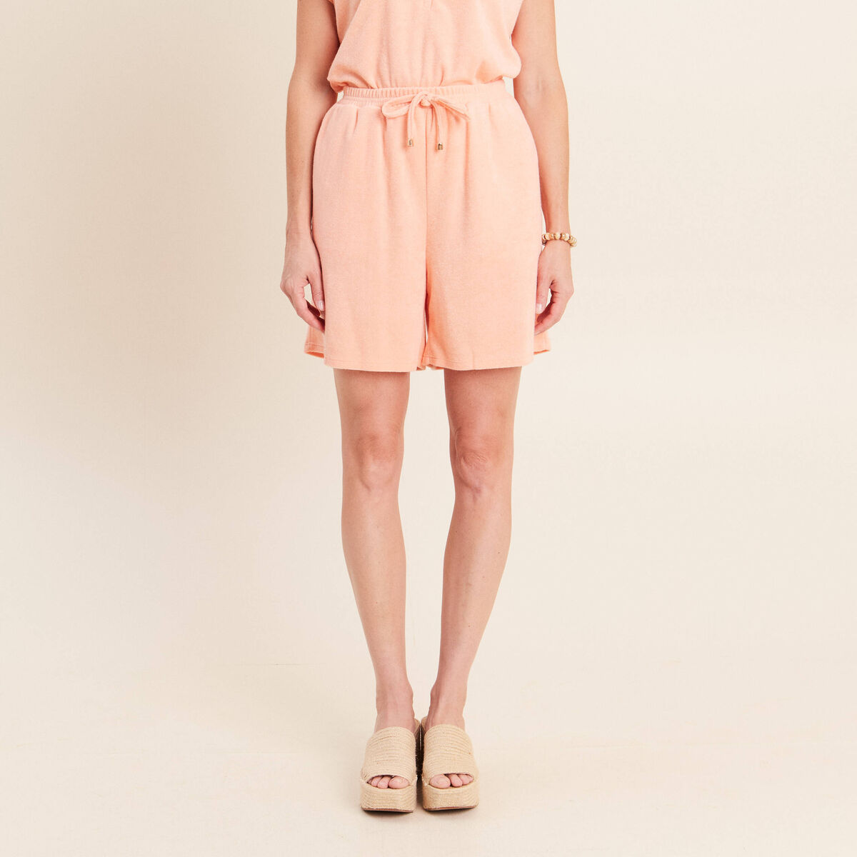 Short taille haute orange abricot femme