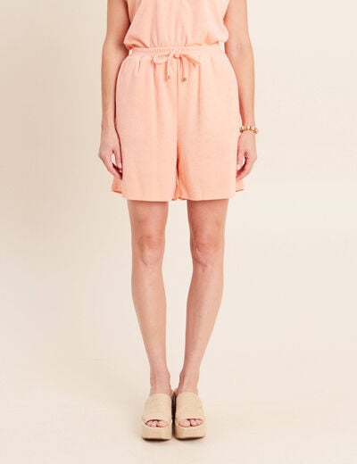 Short taille haute orange abricot femme