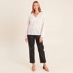 Blouse col v manches longues ecru femme