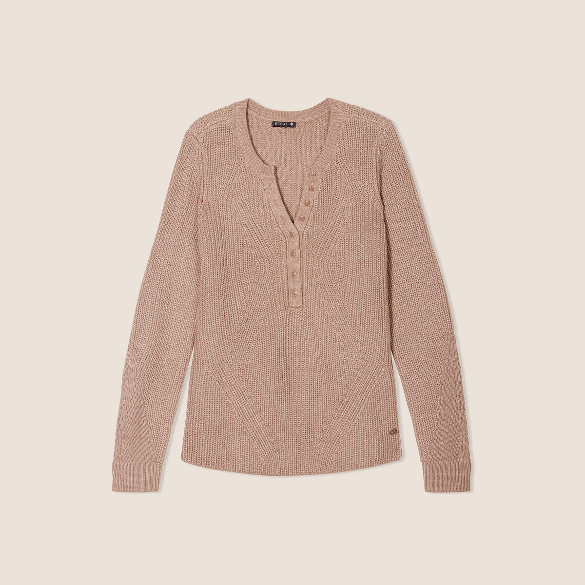 Pull manches longues taupe femme