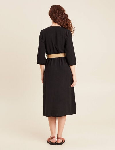 Robe droite ceinturée noir femme