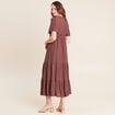 Robe &eacute;vas&eacute;e col v doubl&eacute;e marron fonc&eacute; femme