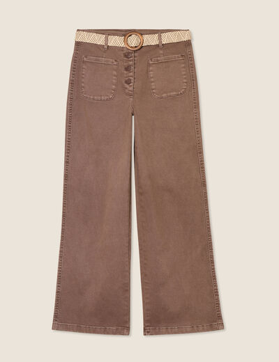Pantalon large ceinturé 7/8ème bordeaux femme