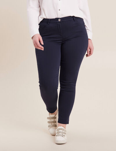 Pantalon léger taille standard 7/8ème bleu marine femme