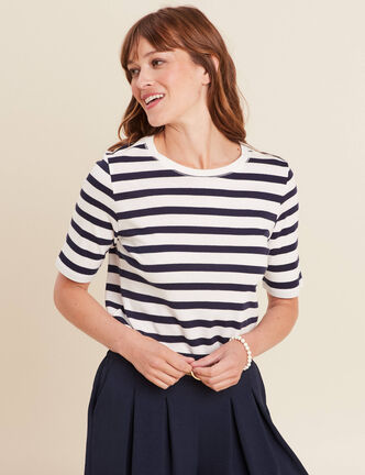 T-shirt col rond bleu marine femme