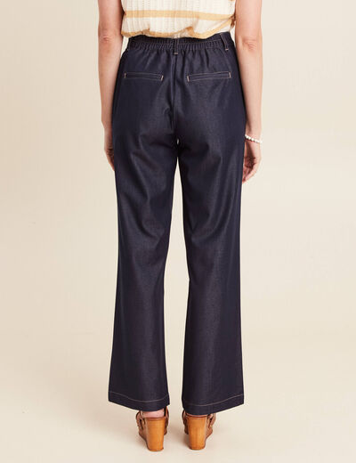 Pantalon large taille haute denim stone femme