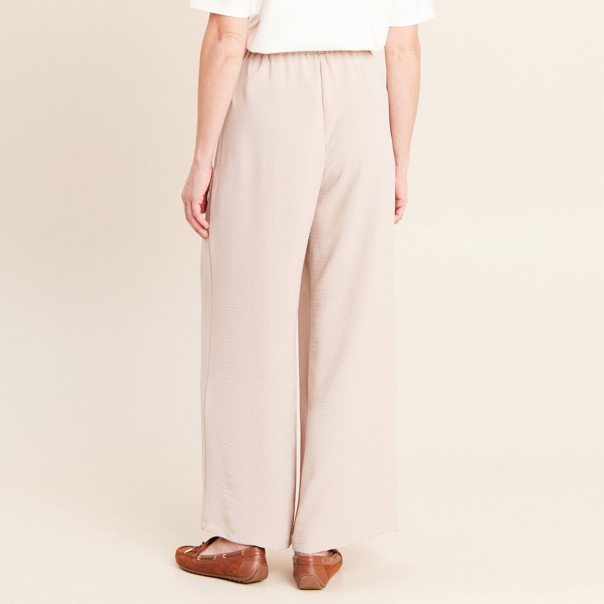 Pantalon large taille standard gris clair femme