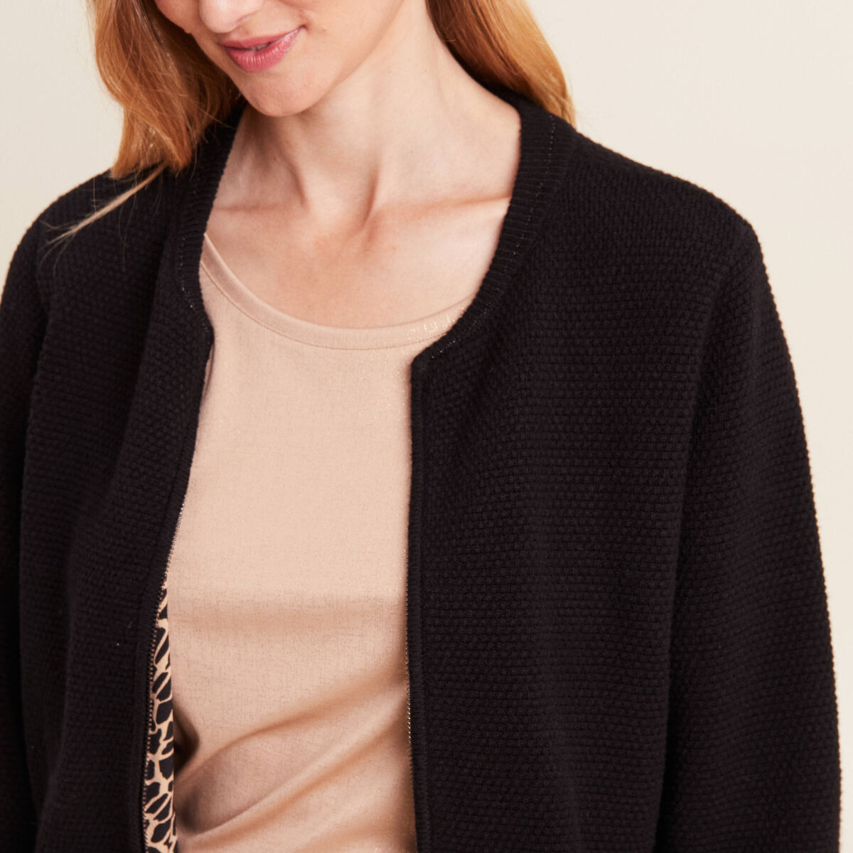 Gilet réversible manches longues noir femme