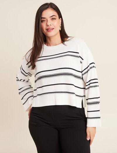 Pull manches longues blanc femme