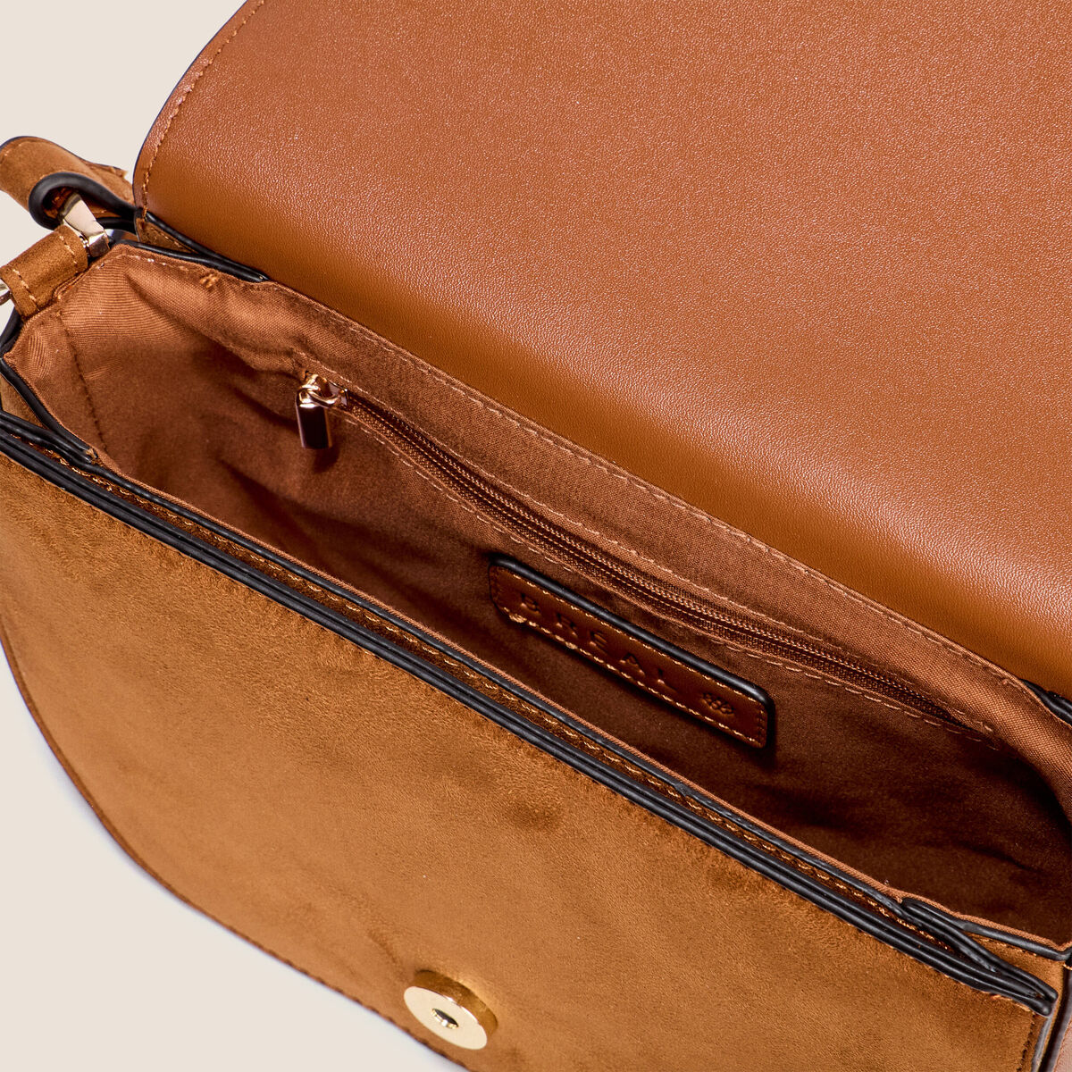 Sac en bandouli&egrave;re doubl&eacute; marron femme