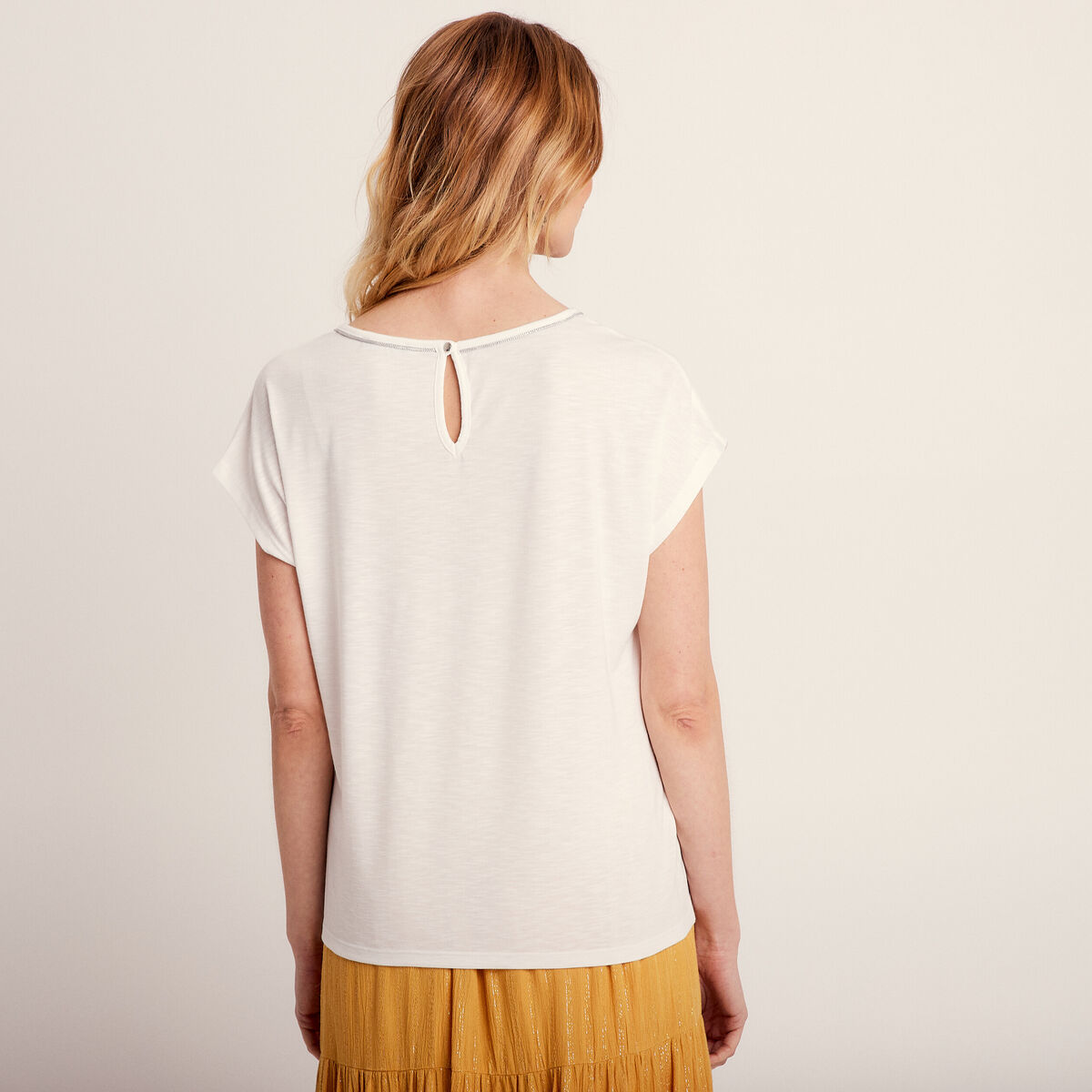 T-shirt manches courtes ecru femme