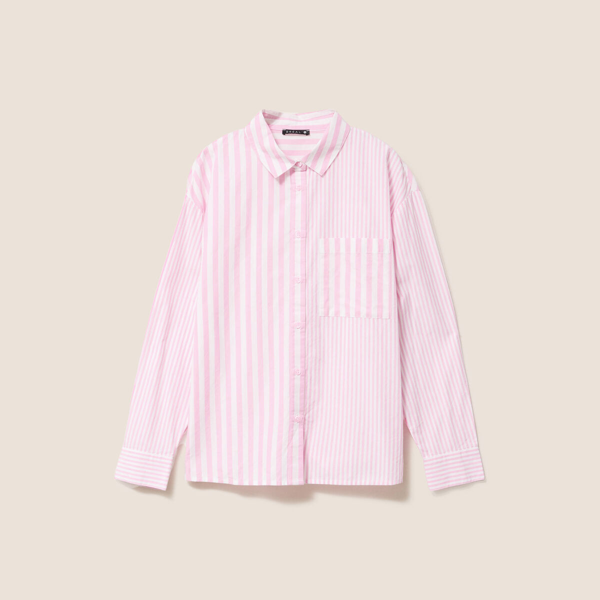 Chemise ample mi-longue en coton rose femme