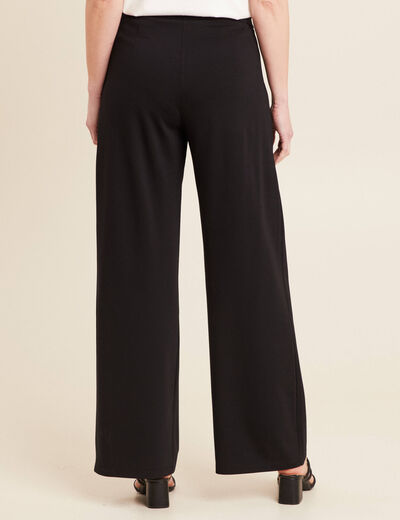 Pantalon large taille haute noir femme