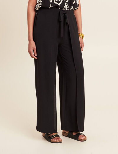 Pantalon portefeuille noir femme